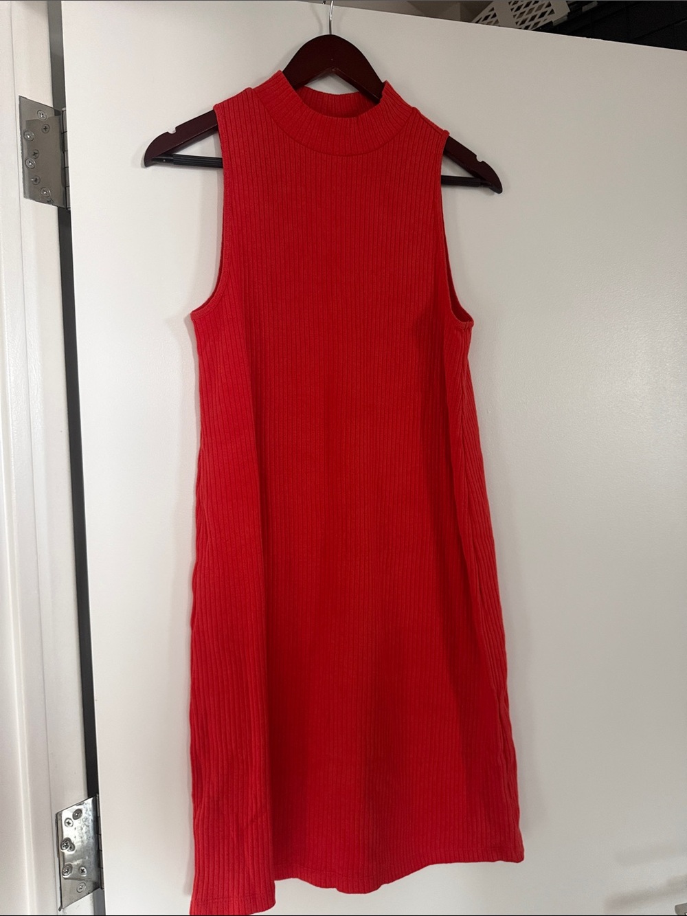 Old Navy Red Rib-Knit Sleeveless Mock Neck Dress